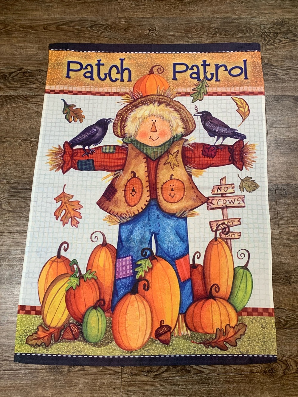 Vintage Fall Scarecrow Flag “Patch Patrol” House Flag 40”x 28”